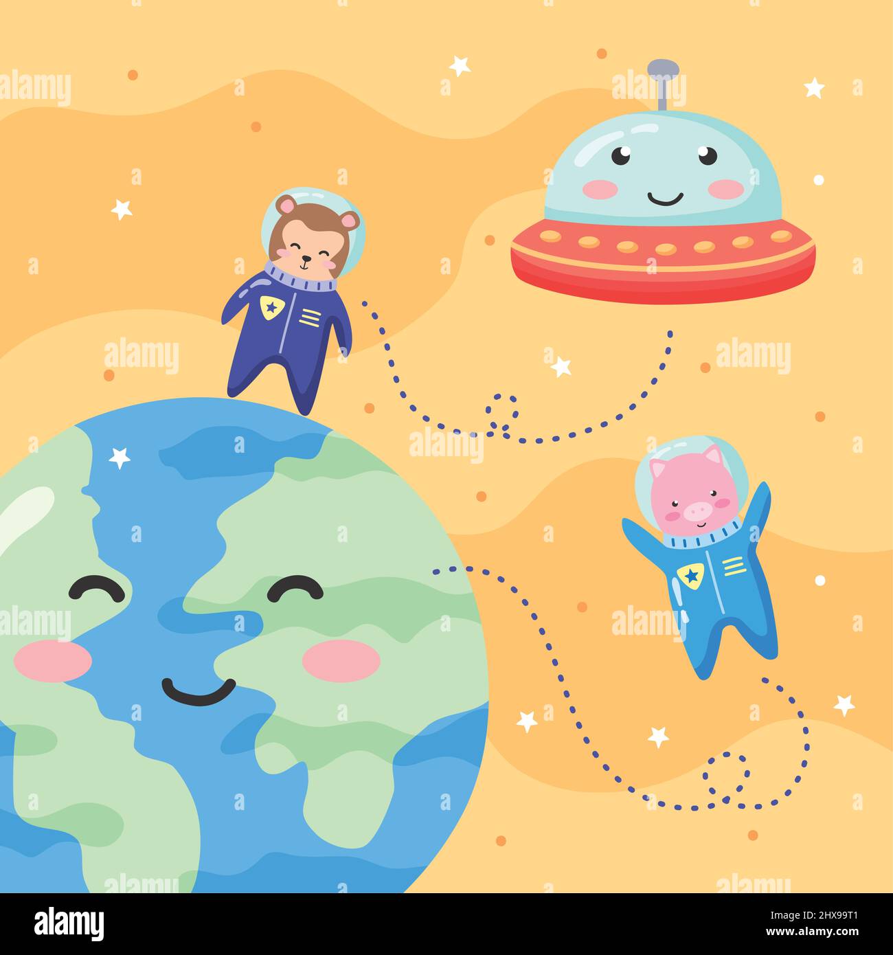 space astronauts animals scene poster Stock Vector Image & Art - Alamy