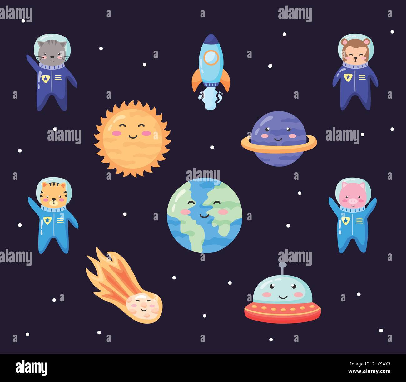 ten space animals set icons Stock Vector Image & Art - Alamy