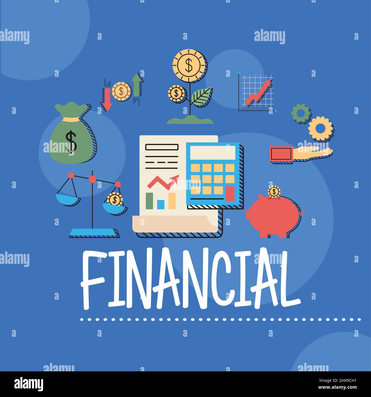 financial lettering with set icons Stock Vector Image & Art - Alamy