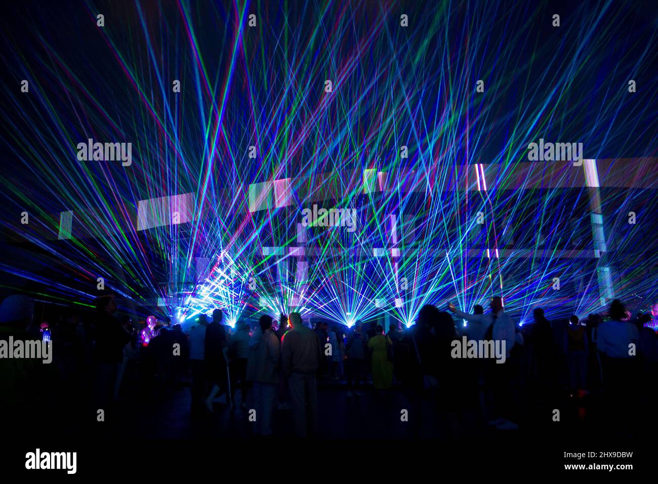 blue laser lights Stock Photo Alamy