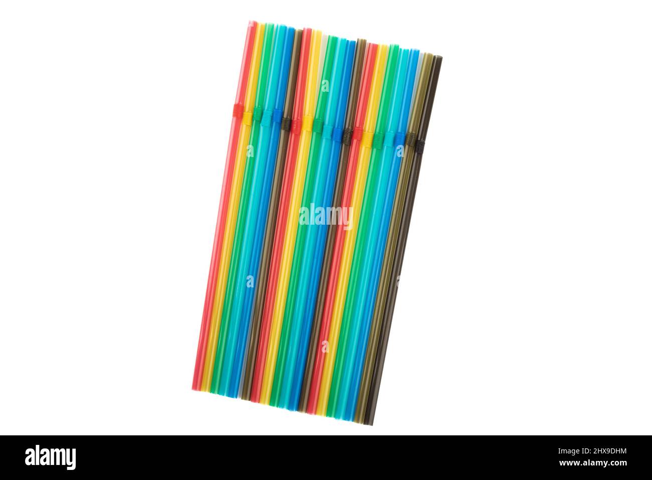 Multicolored cocktail tubes isolated on white background. Copy space. Stock Photo