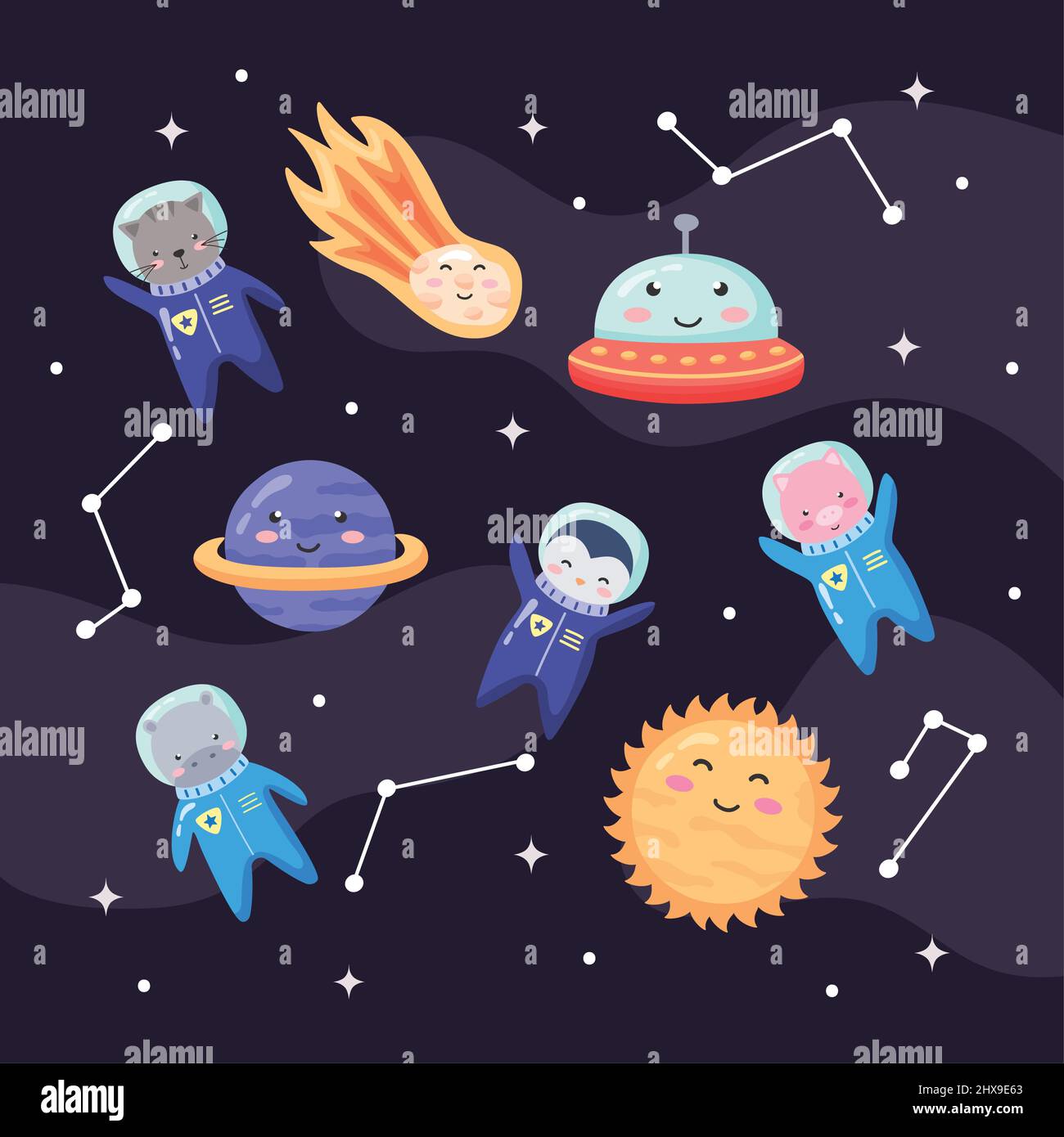 space animals set eight icons Stock Vector Image & Art - Alamy
