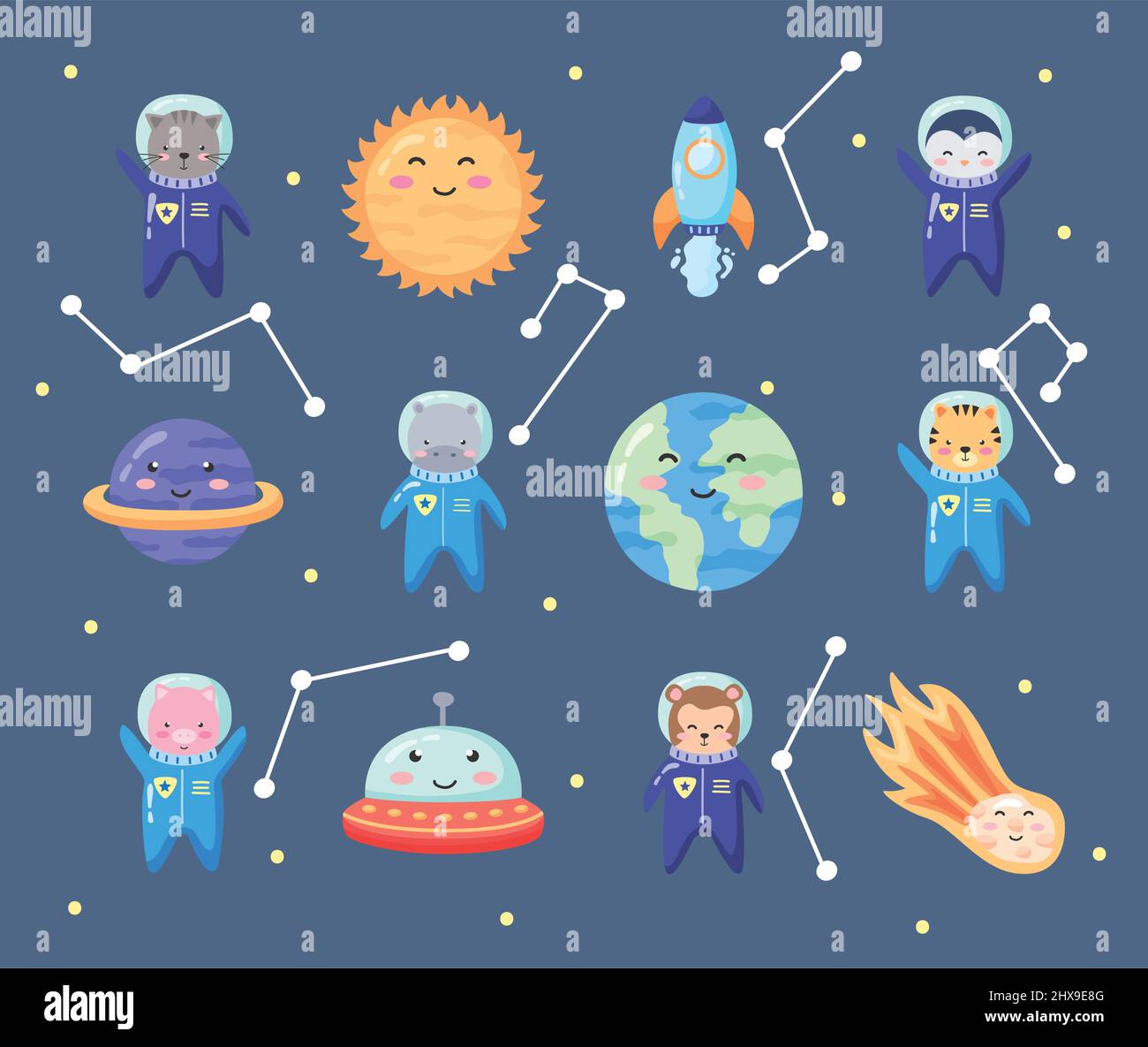 twelve space animals set icons Stock Vector Image & Art - Alamy