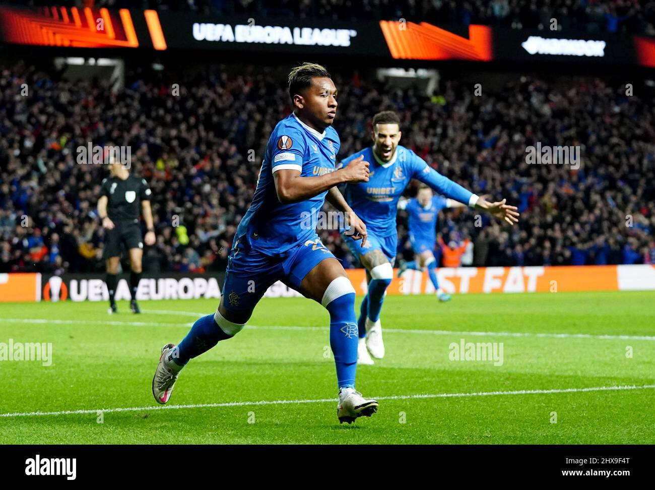 Rangers Alfredo Morelos celebrates scoring their sides second goal