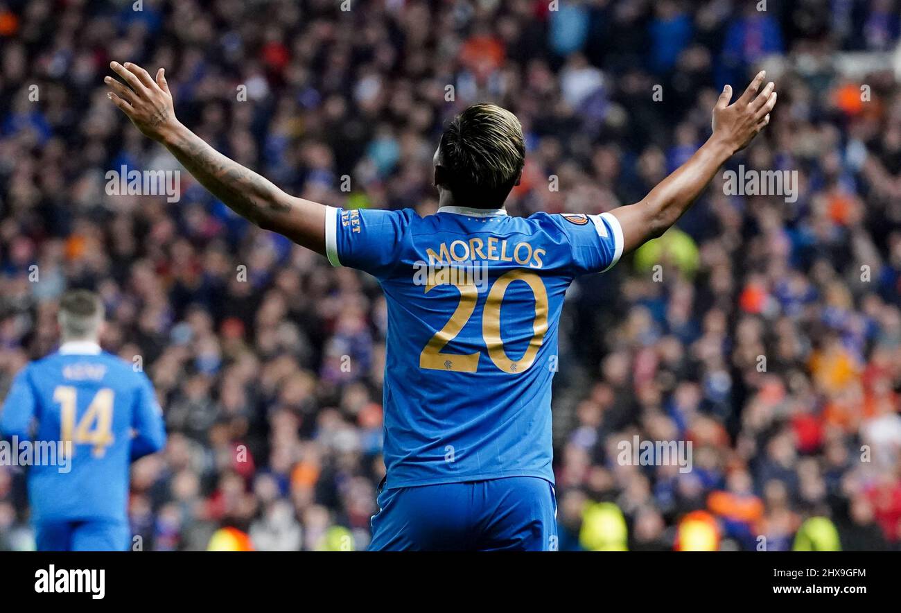 Rangers Alfredo Morelos celebrates scoring their sides second goal