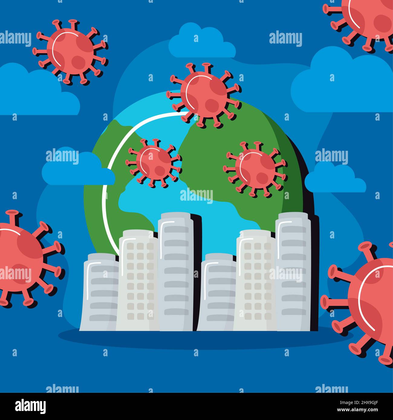 earth planet and covid19 particles Stock Vector Image & Art - Alamy