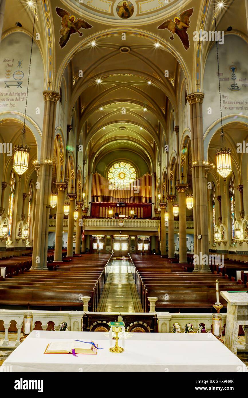 St Marys Catholic Church. Interior. Romanesque Revival architecture
