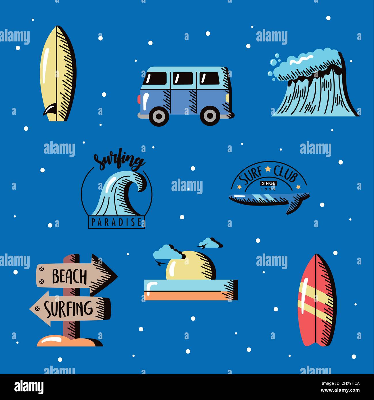 eight surf sport set icons Stock Vector Image & Art - Alamy