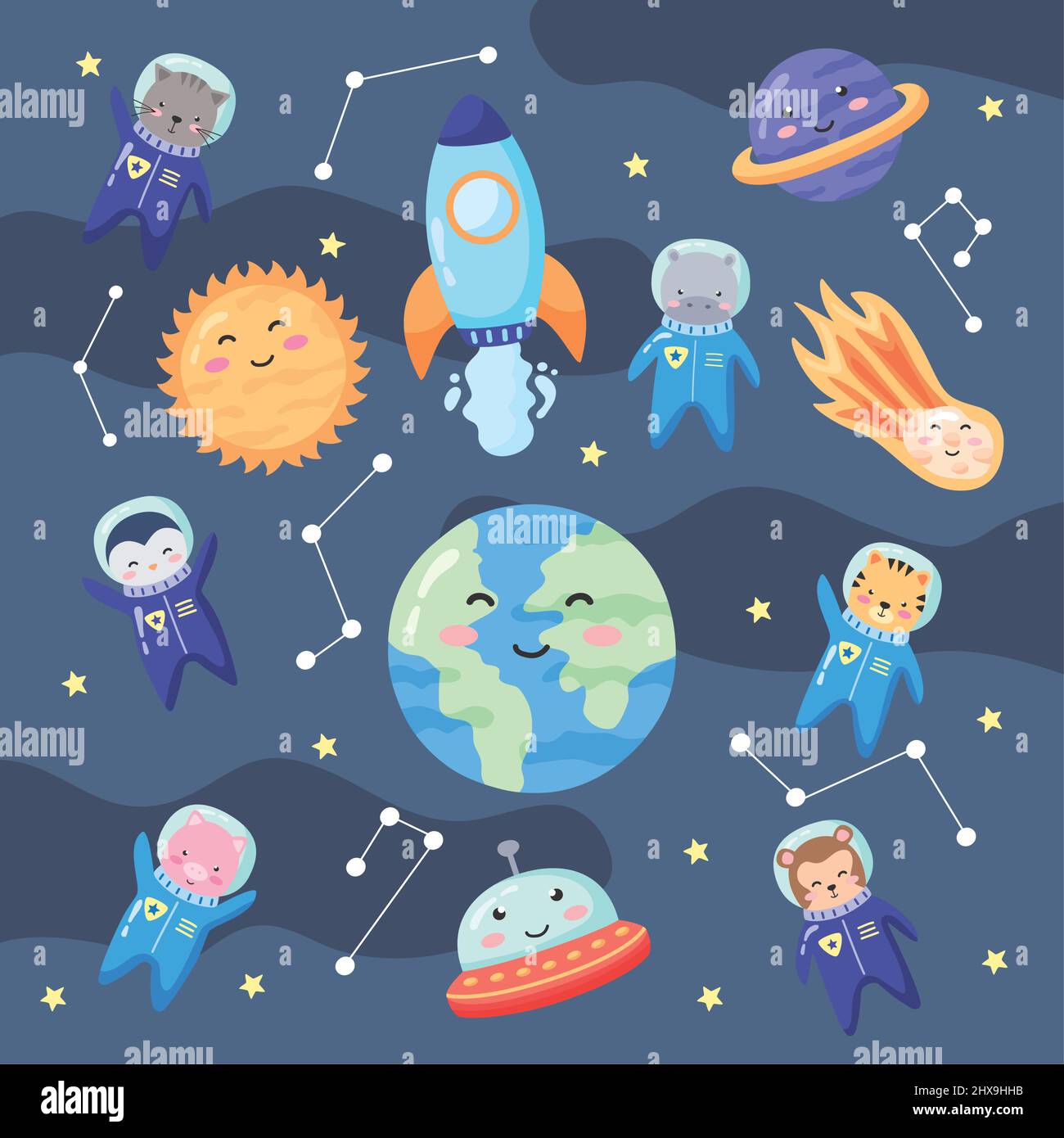 space animals set twelve icons Stock Vector Image & Art - Alamy