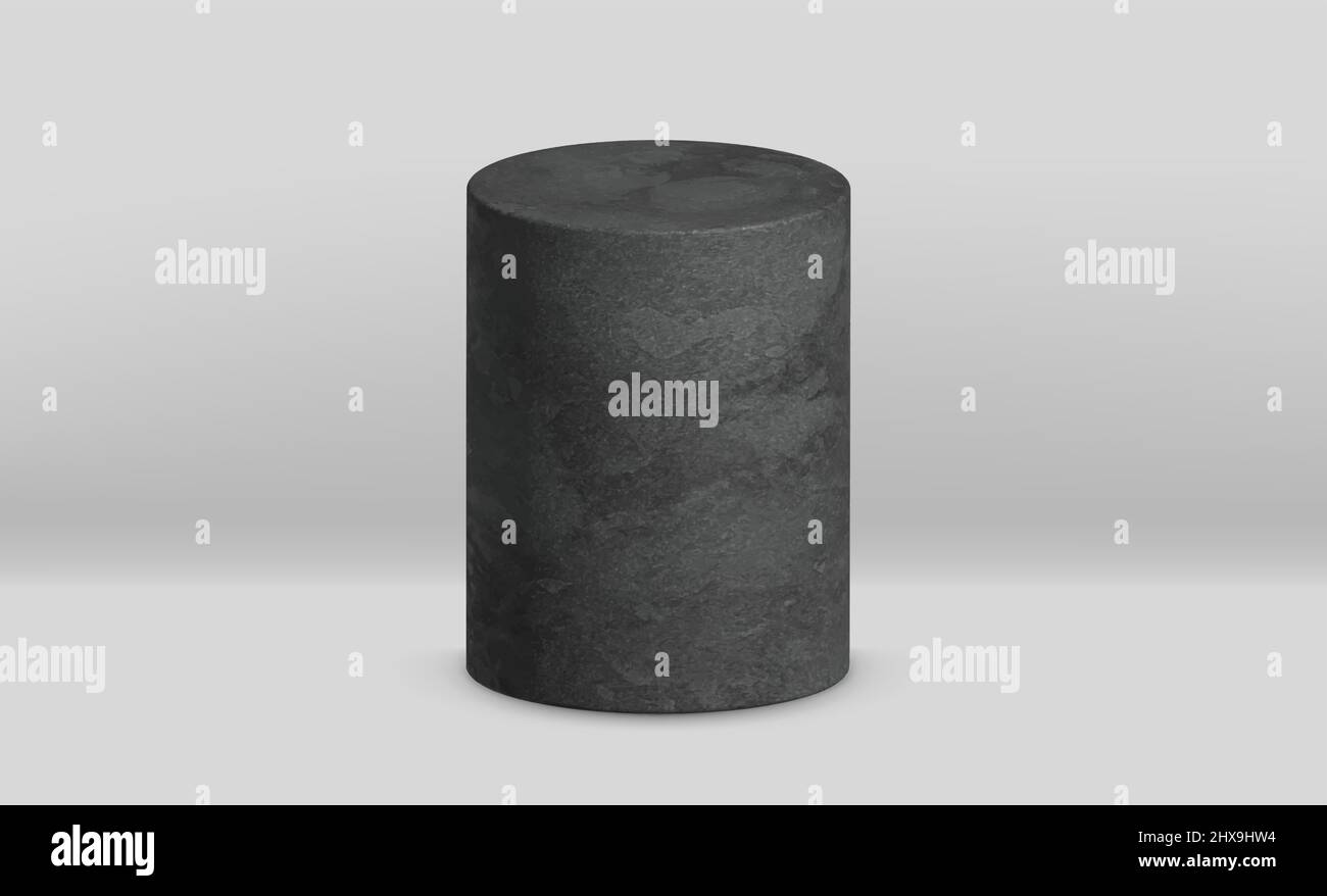 Realistic dark old cement 3d pillar for modern interior or bridge construction. Stock Vector