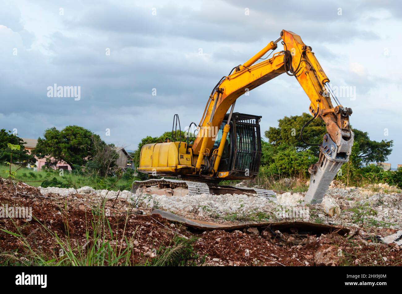 Excavator Hammer At Rest Stock Photo Alamy