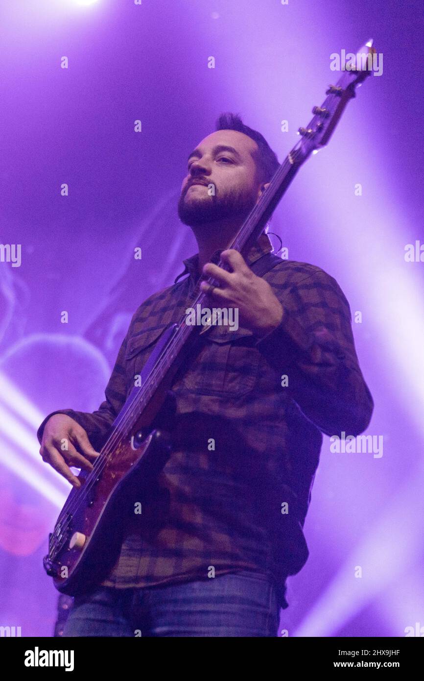 Madison, USA. 09th Mar, 2022. Zach Cooper of Coheed and Cambria on March 9, 2022, at The Sylvee in Madison, Wisconsin (Photo by Daniel DeSlover/Sipa USA) Credit: Sipa USA/Alamy Live News Stock Photo