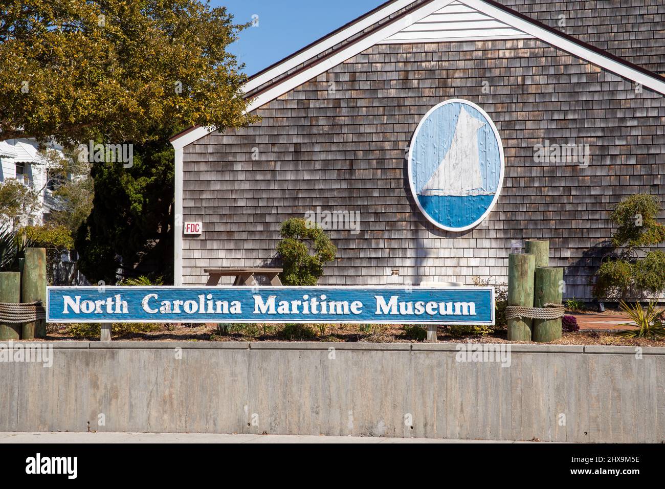 Beaufort, North Carolina, USA - February 14, 2022 :  North Carolina Maritime Museum sign in Beaufort,. North Carolina. Stock Photo