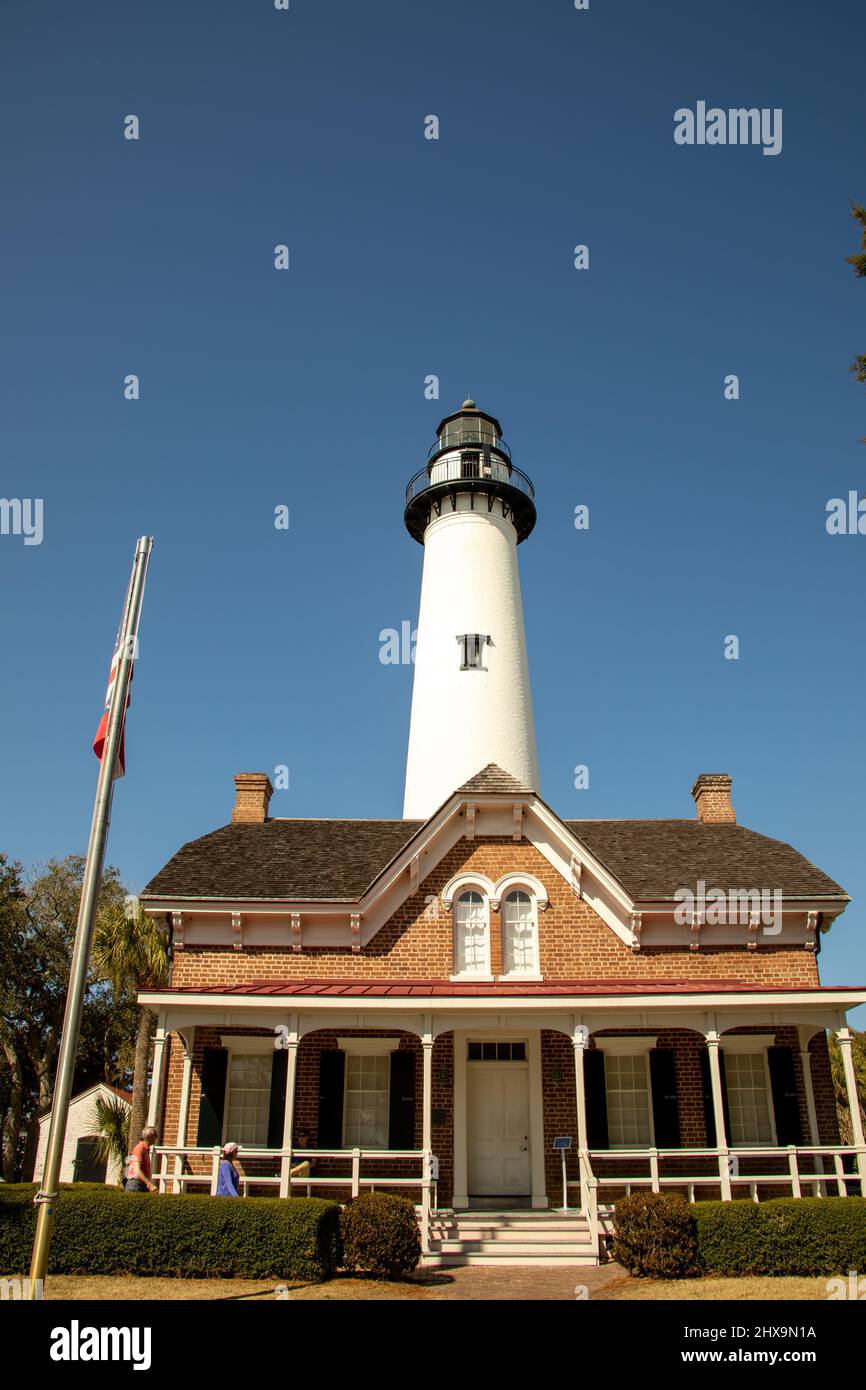 St. Simon Island, Georgia - February 21, 2022 : Visitor atop St. Simons ...