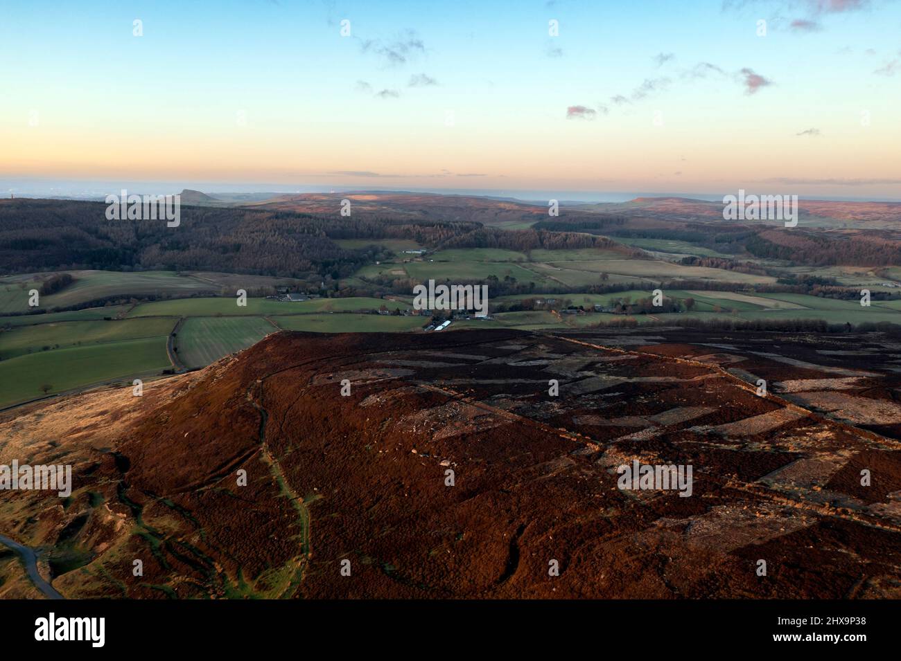 View to Roseberry from Warren Moor, Kildale, North York Moors National Park Stock Photo