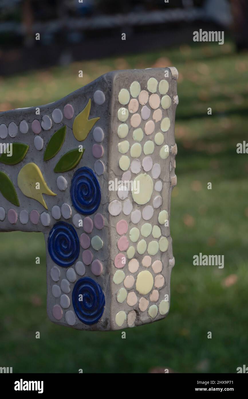 Colorful mosaic stone in green park Stock Photo Alamy