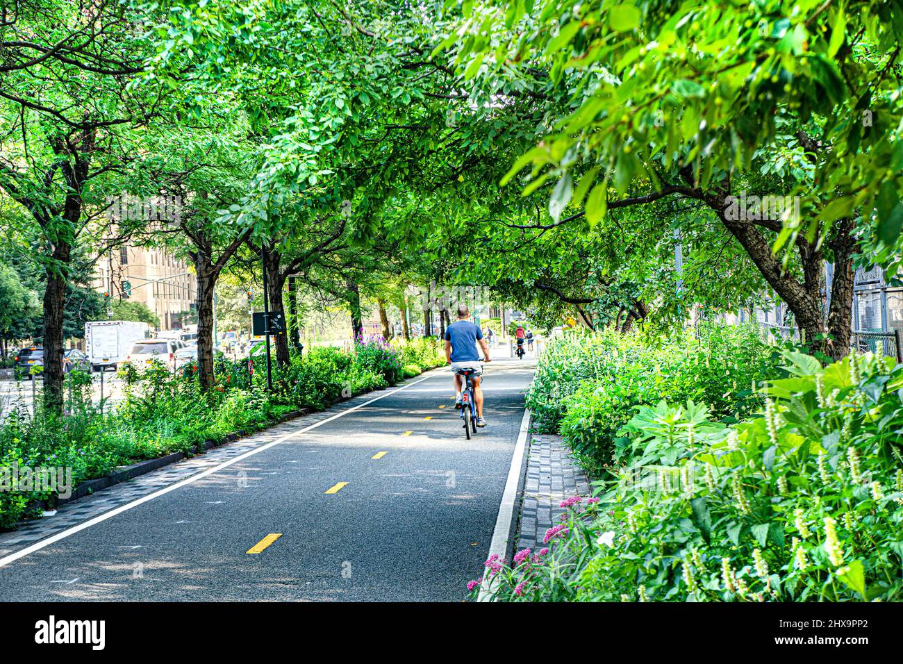 West Side Bicycle Lanes, New York City, New York, USA Stock Photo