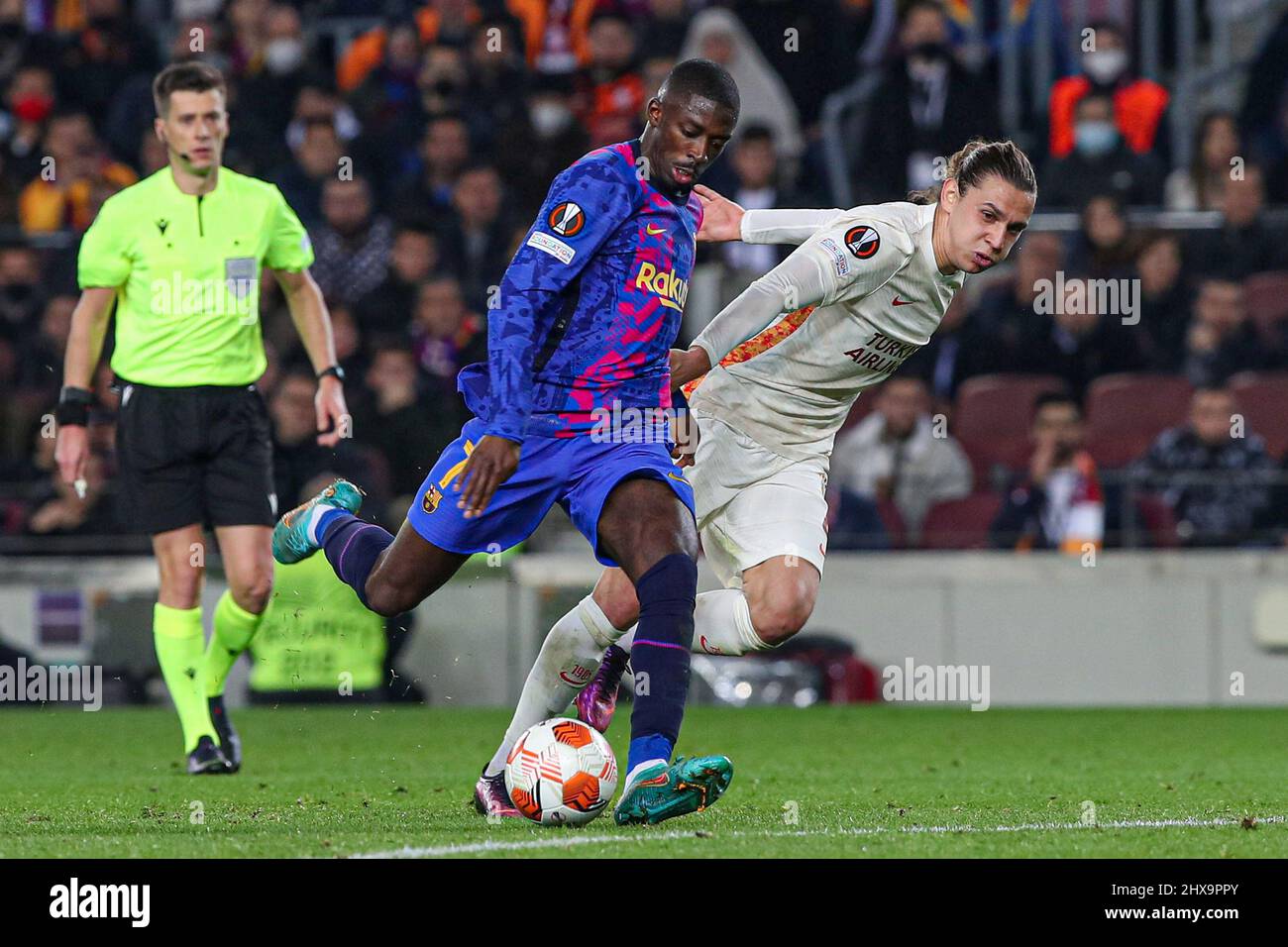 Barcelona, Spain. 10th Mar, 2022. BARCELONA, SPAIN - MARCH 10: Ousmane Dembele of FC Barcelona during the UEFA Europa League match between FC Barcelona and Galatasaray at Camp Nou on March 10, 2022 in Barcelona, Spain (Photo by Dax Images/Orange Pictures) Credit: Orange Pics BV/Alamy Live News Stock Photo