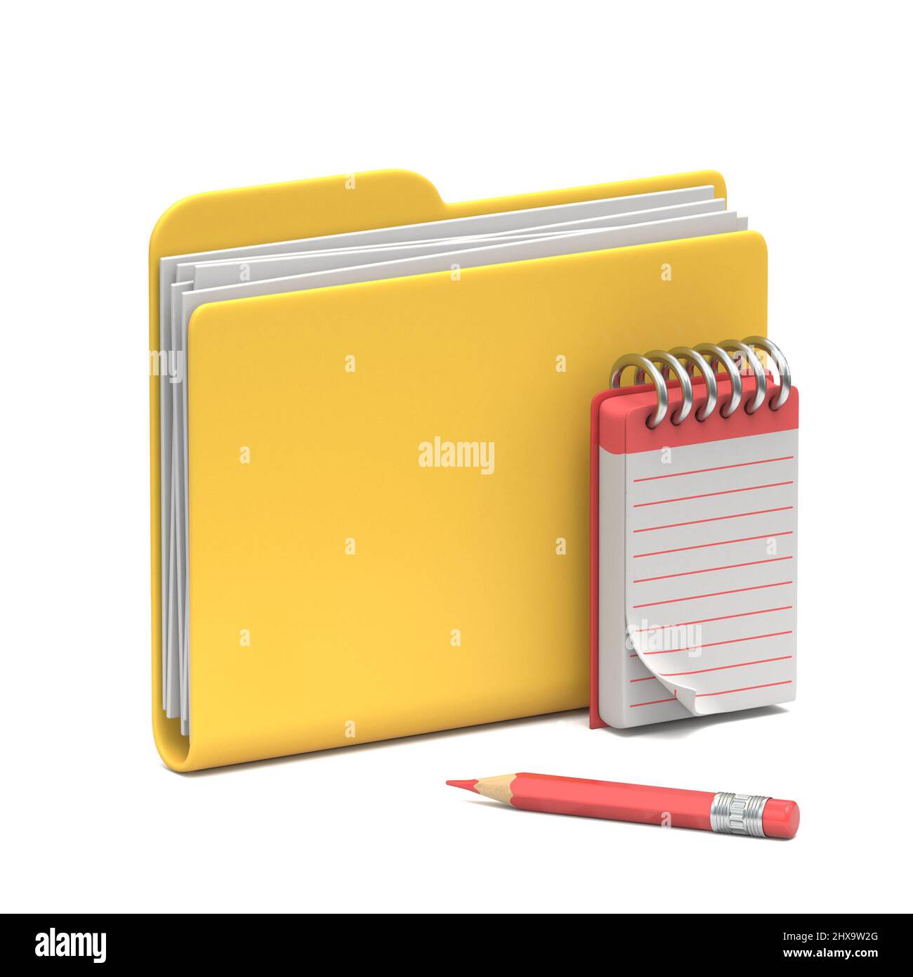 Yellow folder icon Notes concept 3D rendering illustration isolated on ...