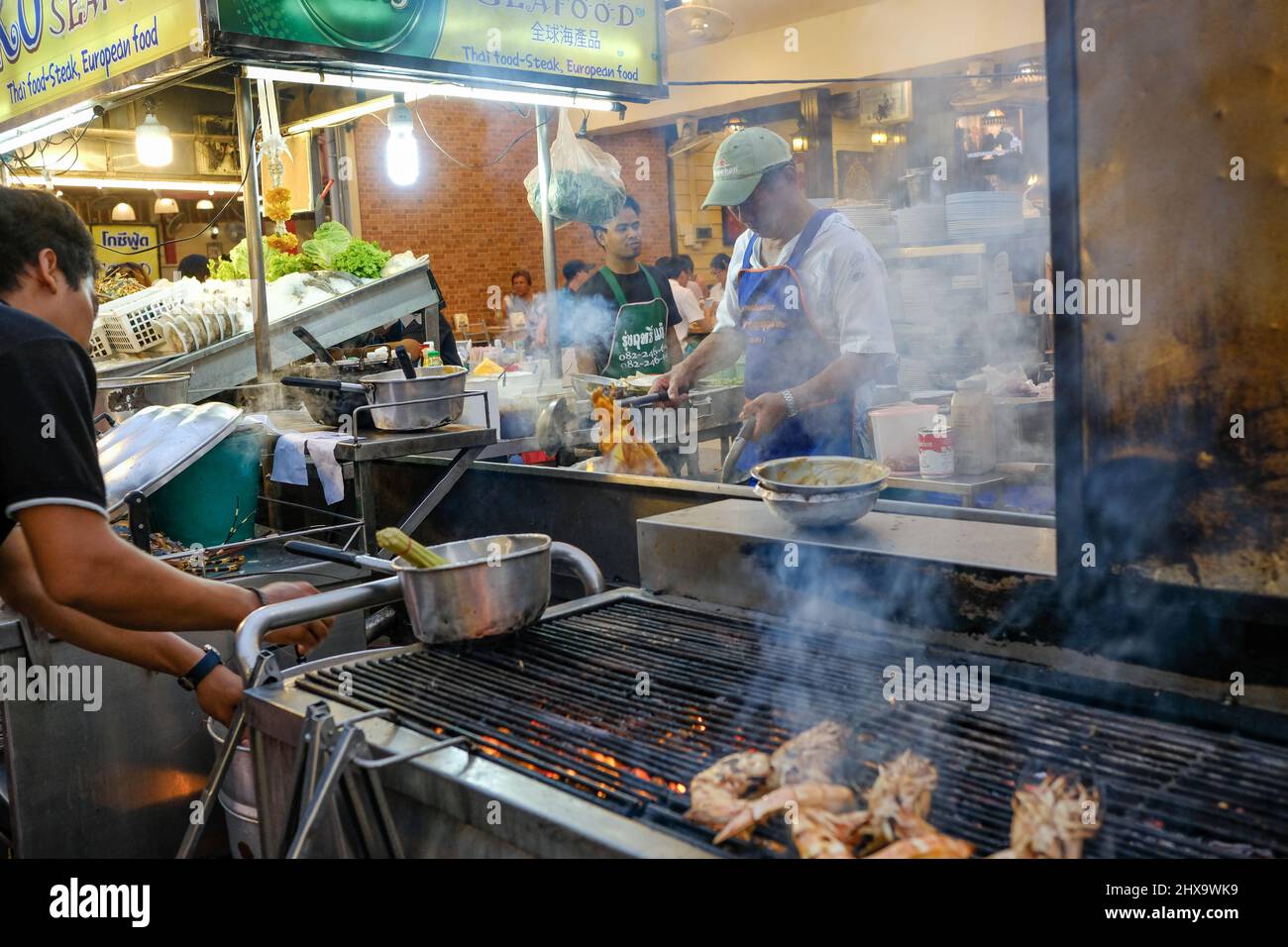 Urban scene from the famous night market in Hua Hin. Hua Hin is one of the most popular travel destinations in Thailand. Stock Photo