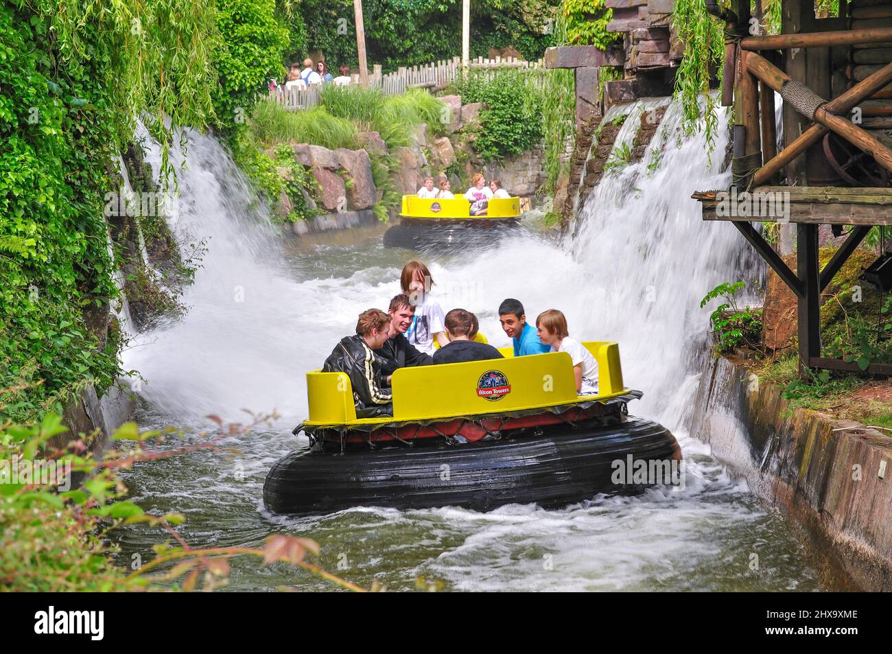 'Congo River Rapids' ride at Alton Towers Theme Park, Alton, Staffordshire, England, United Kingdom Stock Photo