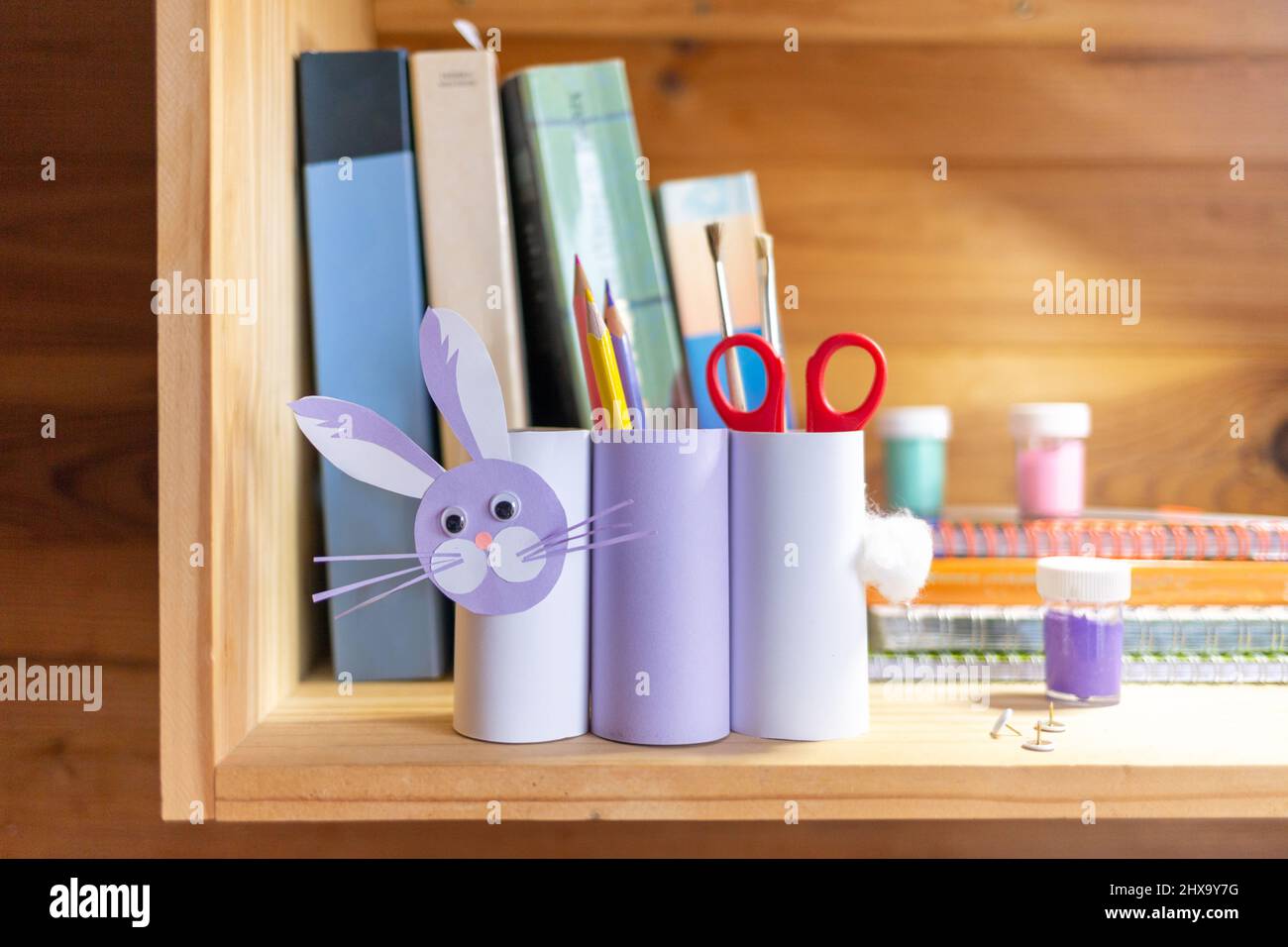 DIY hare or rabbit or bunny toy, handmade pencil holder, toilet paper