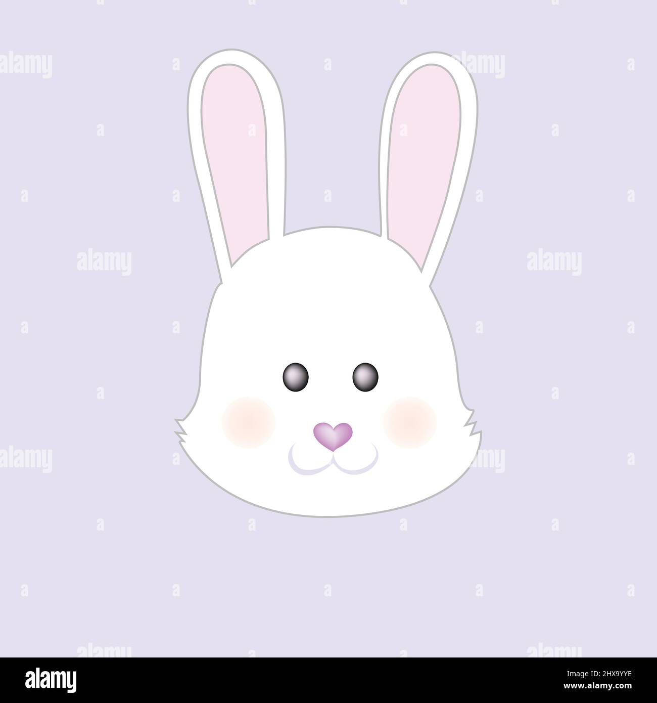 Cute little Easter bunny face. Vector Cartoon illustration. Vector