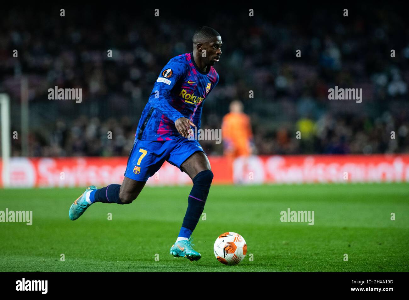 Barcelona, Spain. 10th Mar, 2022. 10th March 2022 ; Nou Camp, Barcelona, Spain: Europa league football, FC Barcelona versus Galatasaray; 7 Ousmane Dembele of FC Barcelona in action Credit: Action Plus Sports Images/Alamy Live News Stock Photo