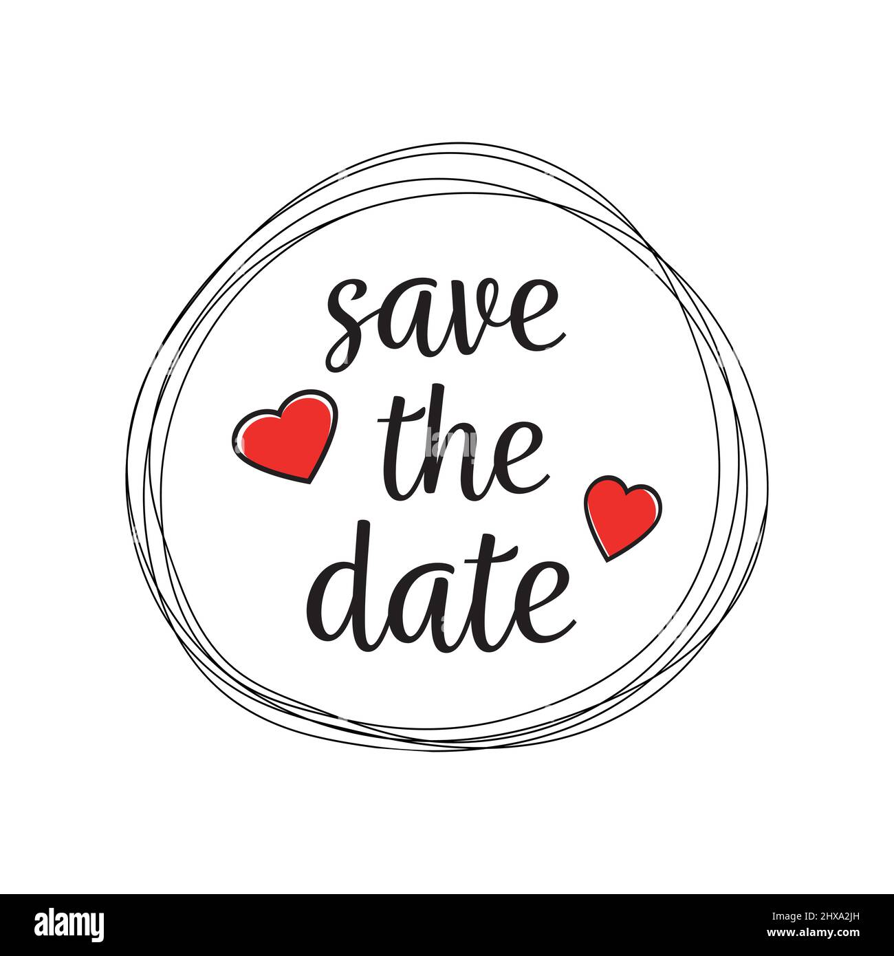 Save the date - Heart icons and text Stock Vector