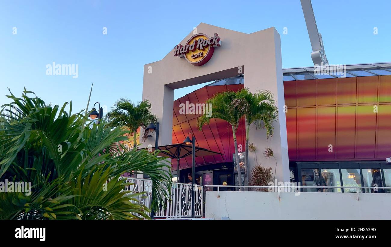 Hard Rock Miami restaurant at Bayside Marketplace - MIAMI, UNITED STATES - FEBRUARY 20, 2022 Stock Photo