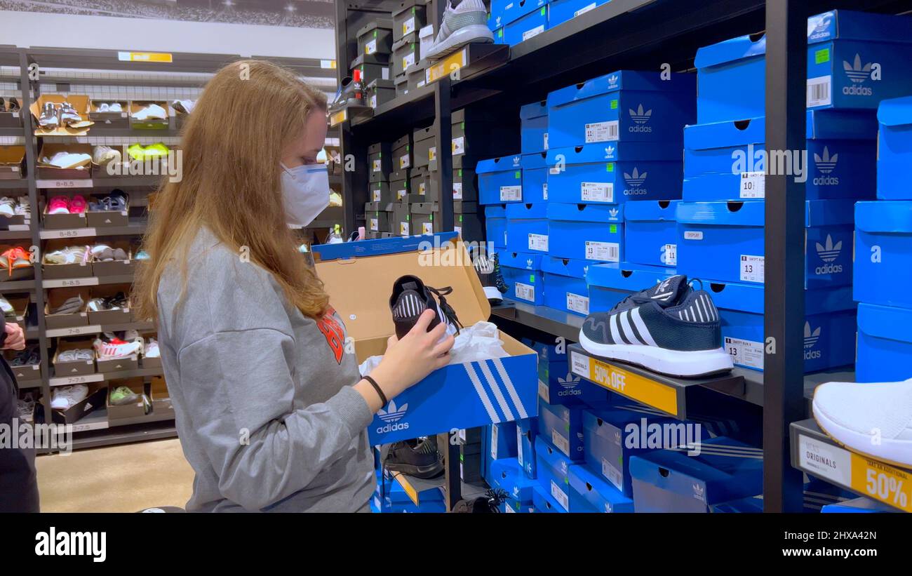 Adidas footwear store at an outlet center - FORT LAUDERDALE, UNITED STATES - FEBRUARY 20, 2022 Stock Photo