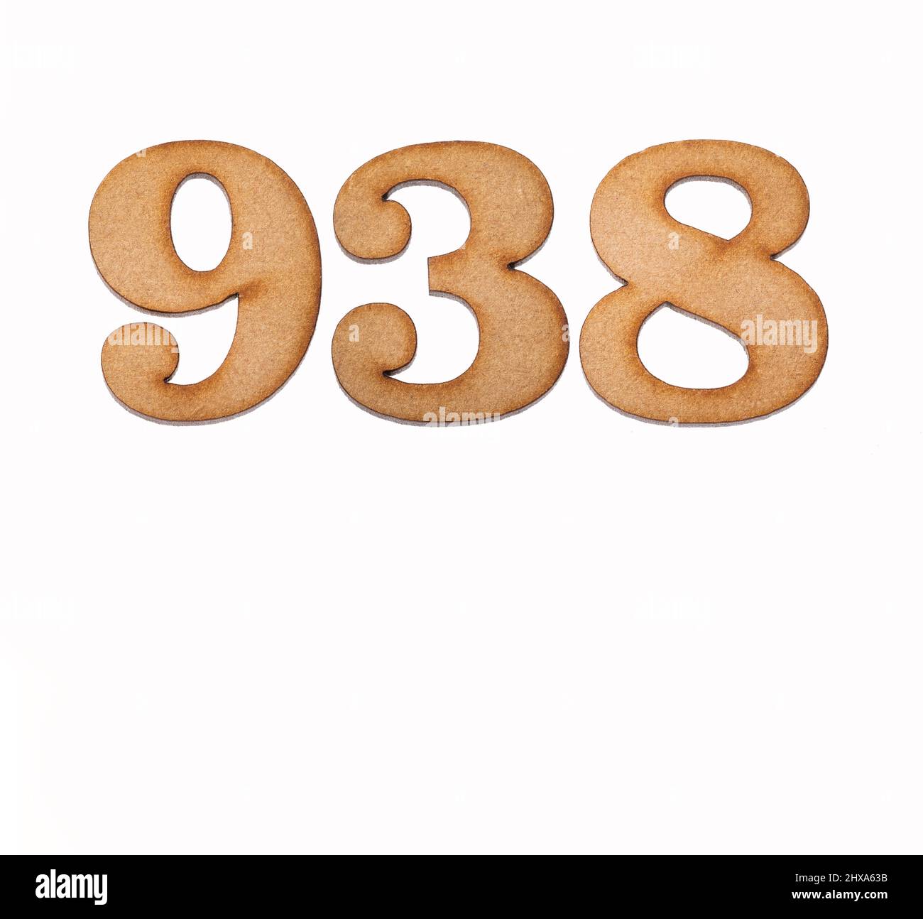 Number 938 - Piece of wood isolated on white background Stock Photo - Alamy