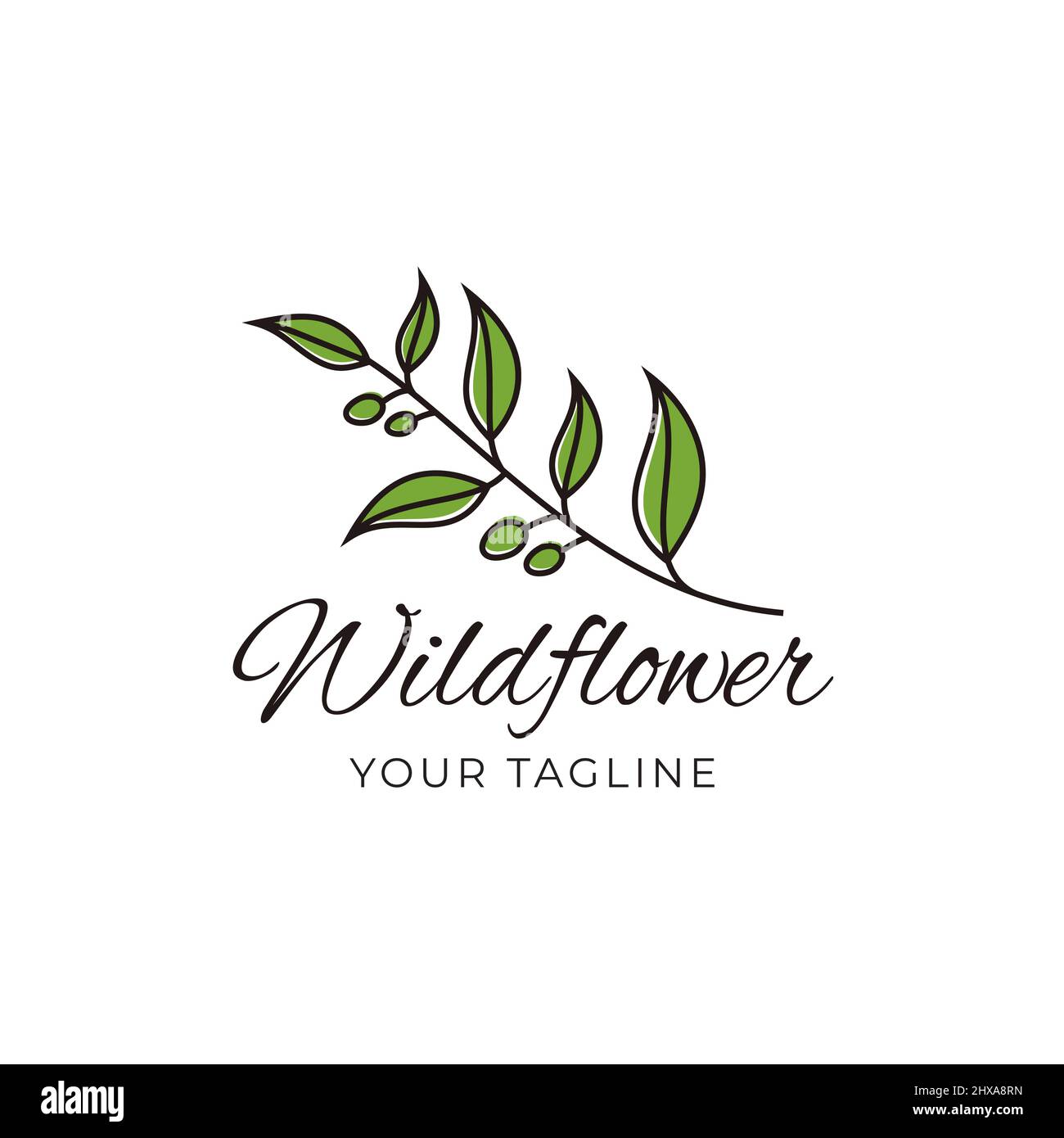 Wild flowers and leaves, Logos for spas and beauty salons, boutiques, organic shops, weddings, florists, interiors, photography, cosmetics. flower ele Stock Vector