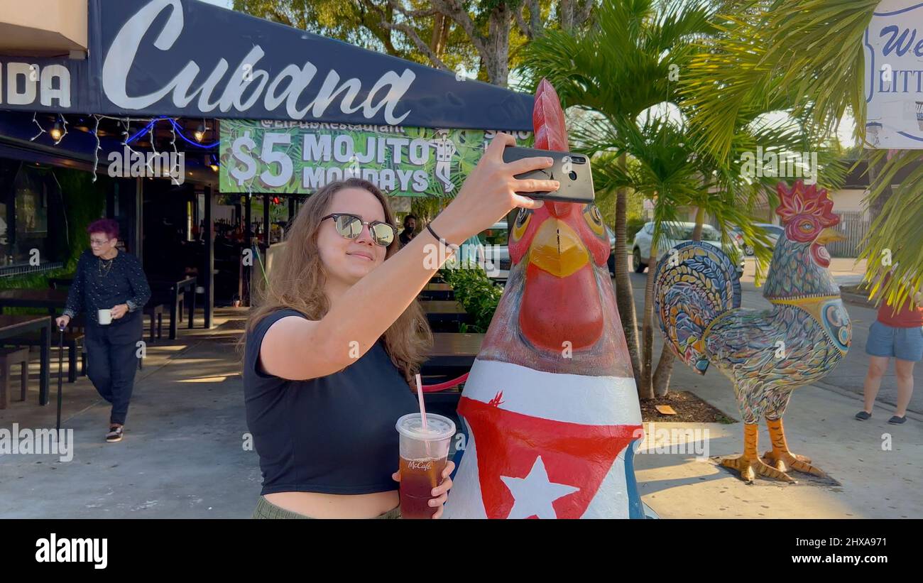 The famous roosters at Little Havana Calle Ocho MIAMI, UNITED STATES