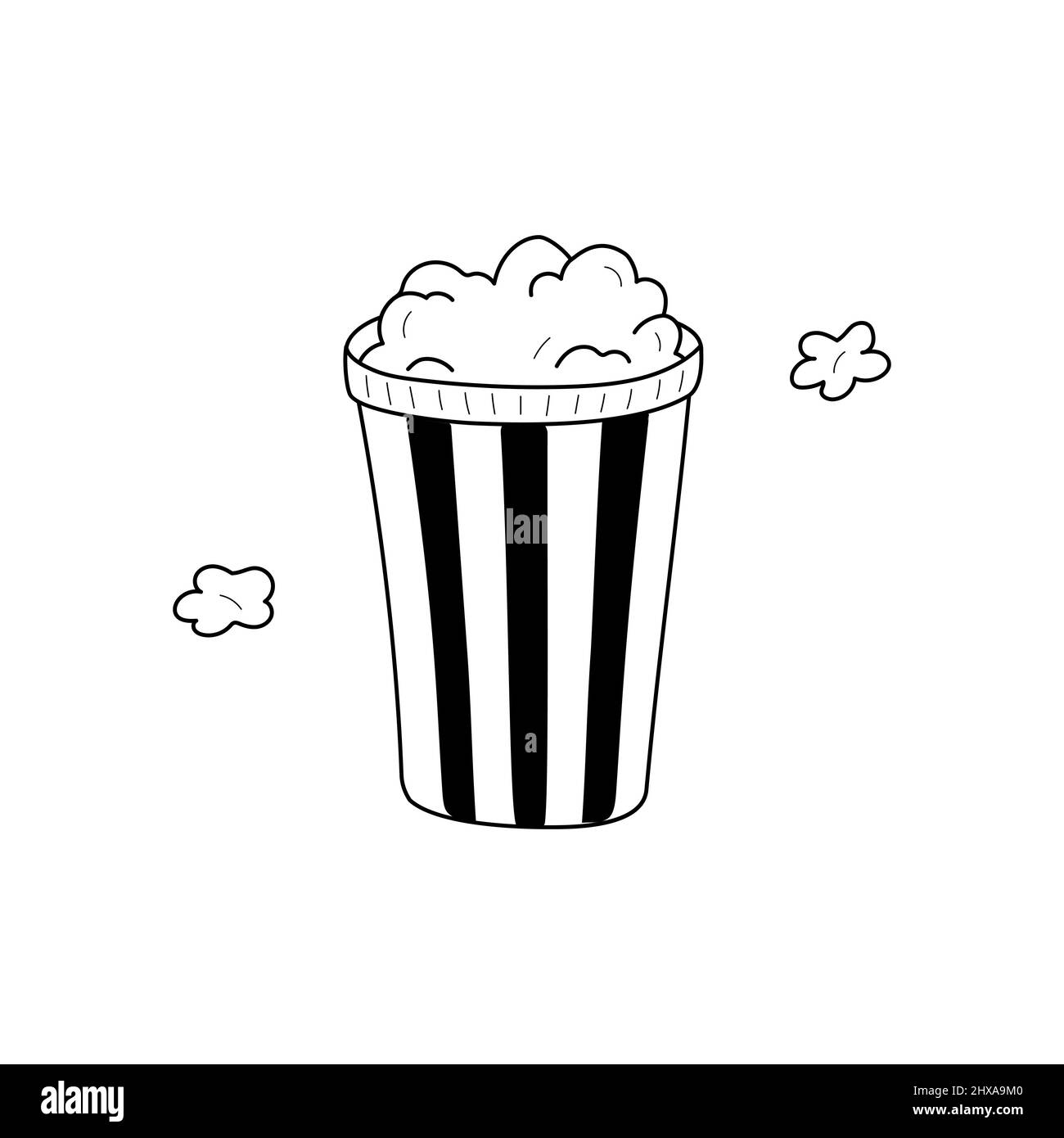 Popcorn doodle outline vector icon. Cinema popcorn isolated line