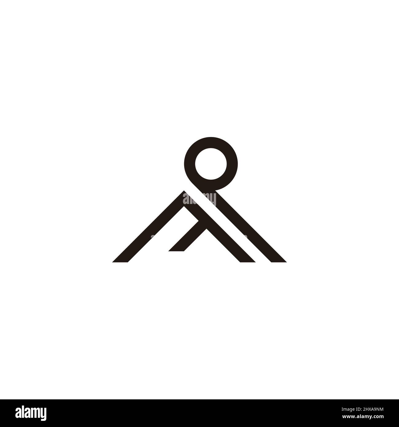 simple geometric mountain circle sun abstract symbol logo vector Stock Vector