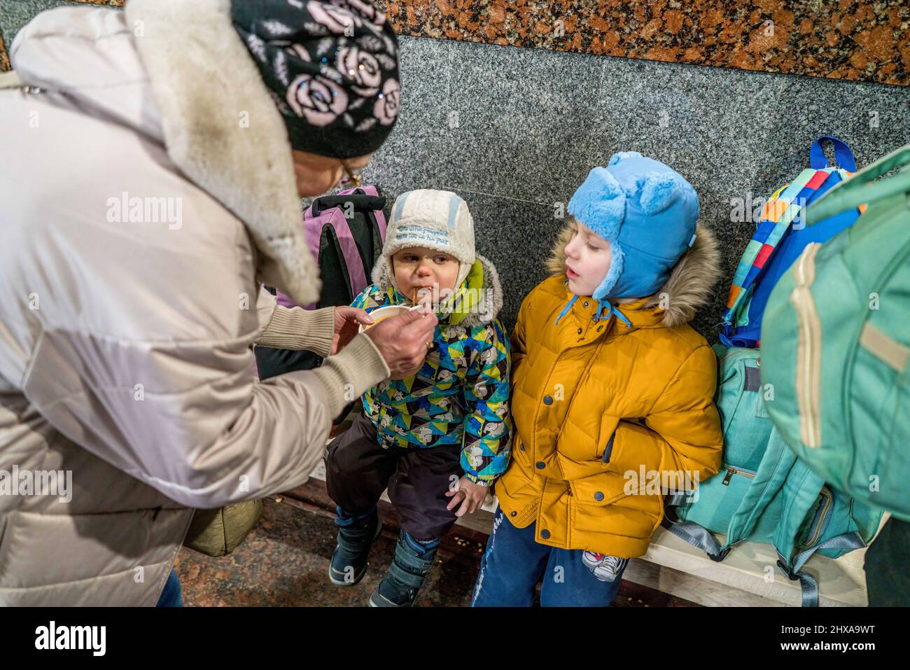Lviv, Ukraine. 10th Mar, 2022. Mother seen feeding her baby at the