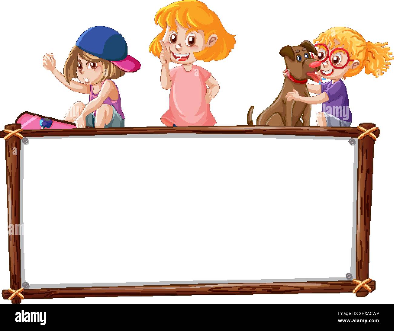 Board template with happy kids illustration Stock Vector Image & Art ...