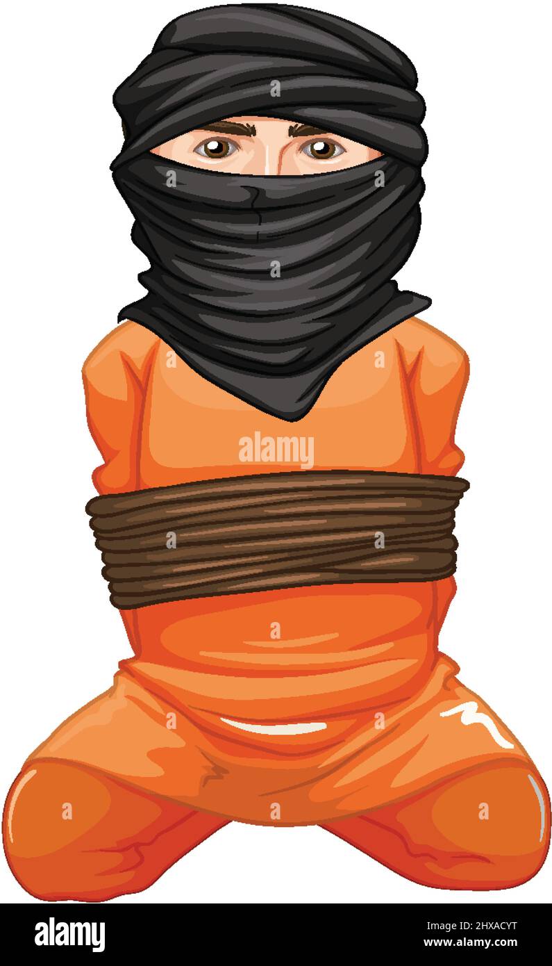 Prisoner wrapped with rope illustration Stock Vector