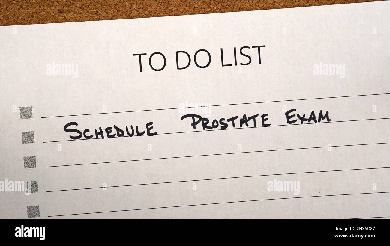 To do list reminder to schedule prostate exam. September is Prostate Cancer Awareness Month. Stock Photo