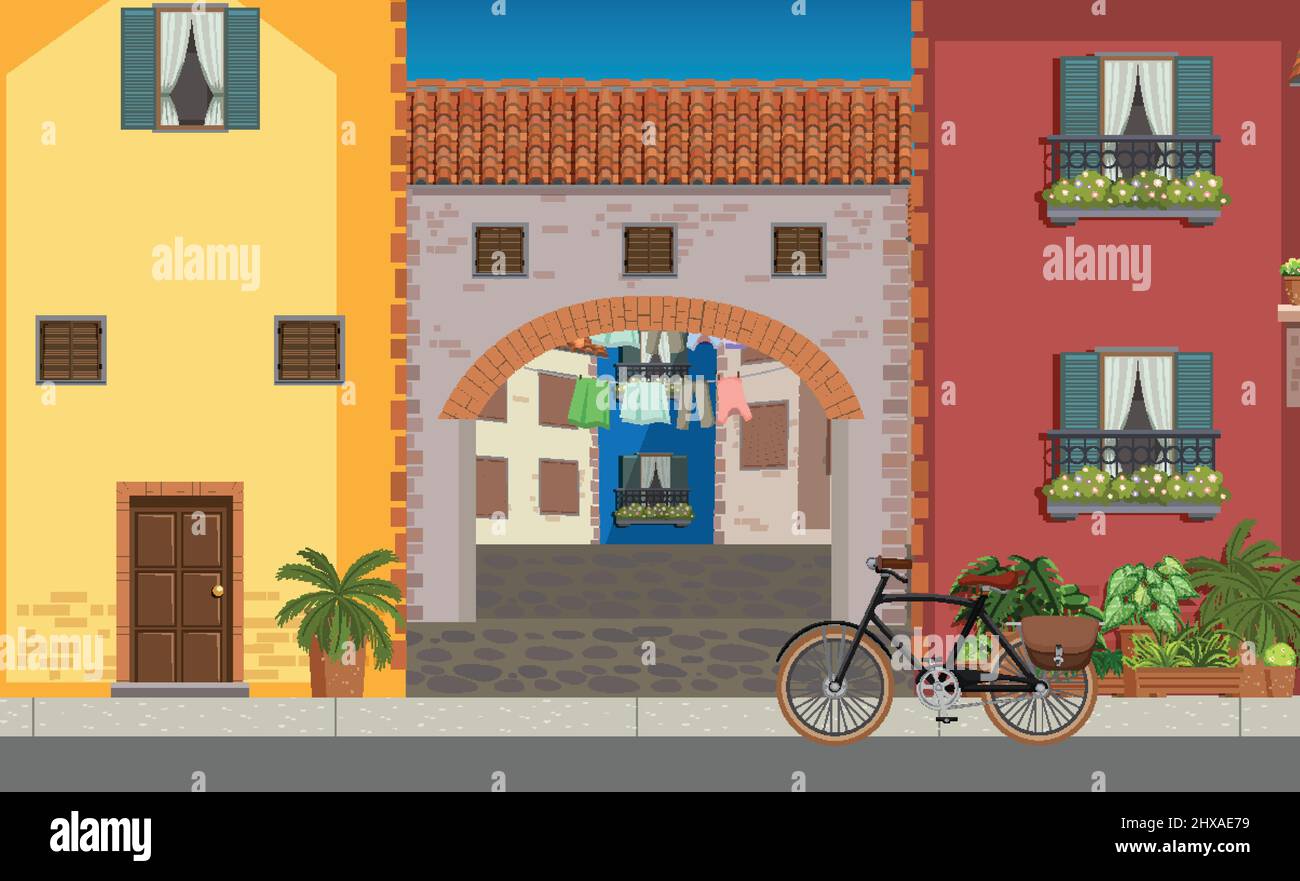 Scene with many buildings in city illustration Stock Vector Image & Art ...