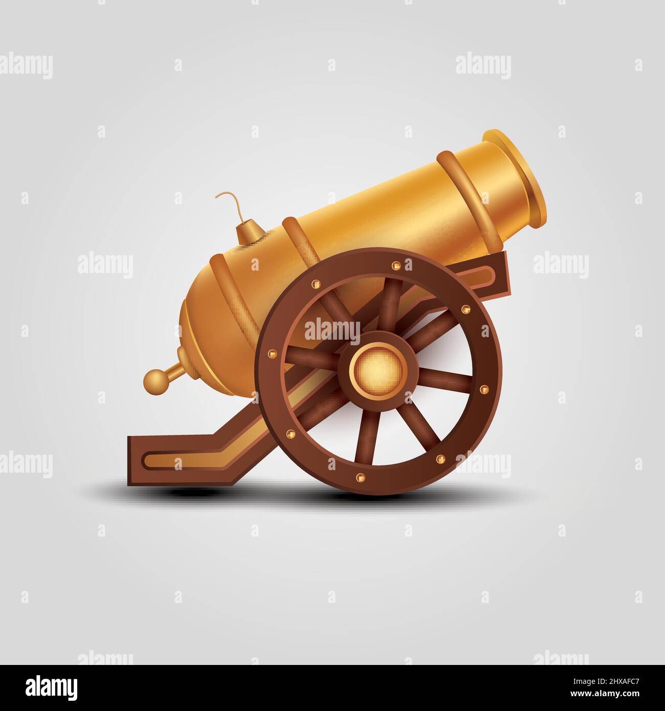 golden artillery design with white background. vector illustration design Stock Vector