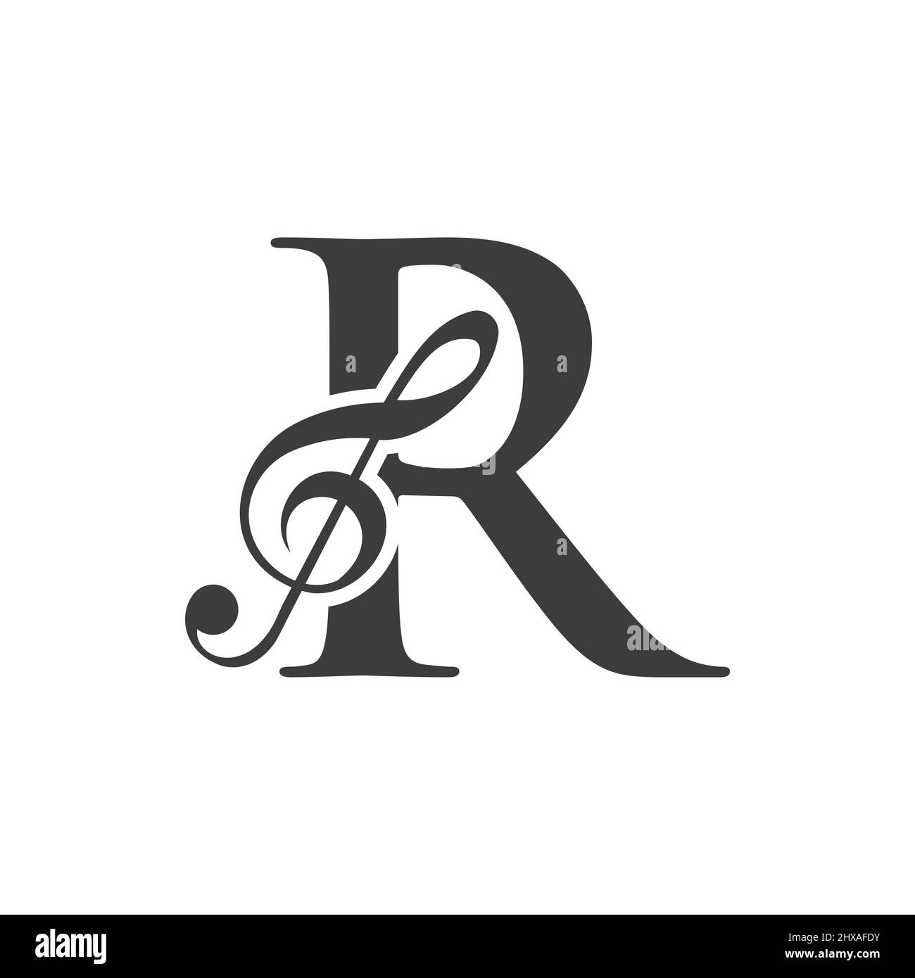 Music Logo On Letter R Concept. R Music Note Sign, Sound Music Melody ...