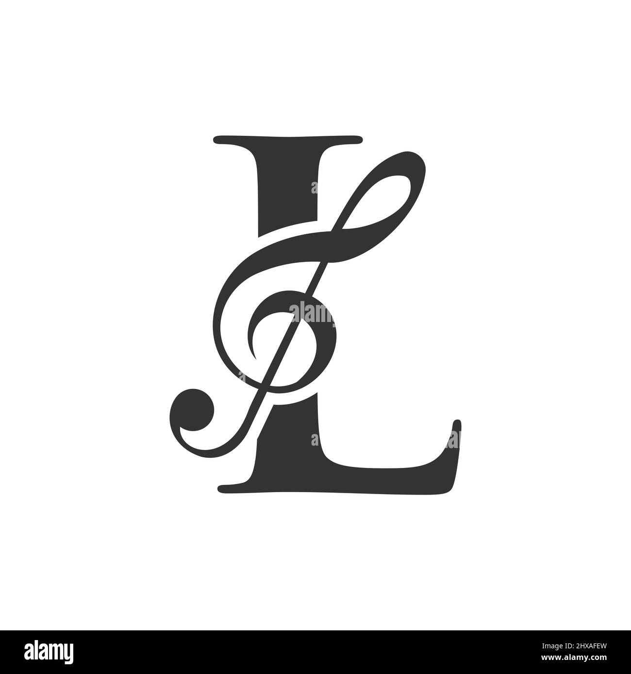 Music Logo On Letter L Concept. L Music Note Sign, Sound Music Melody