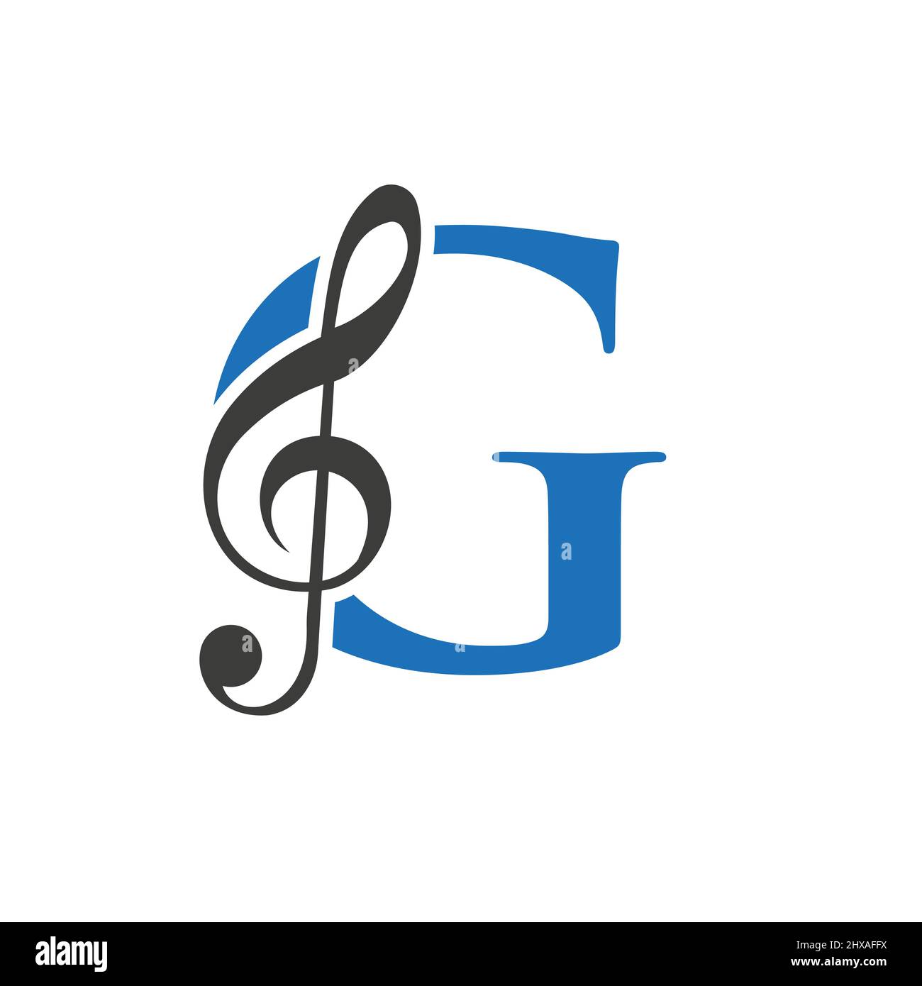 Music Logo On Letter G Concept. G Music Note Sign, Sound Music Melody Template Stock Vector