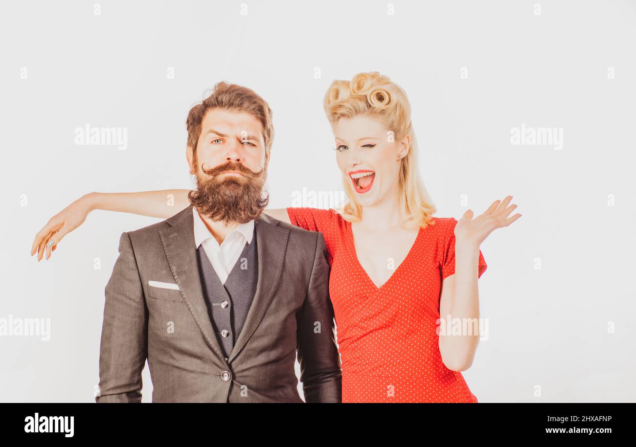 Young retro lovers. Husband and wife, vintage style Stock Photo - Alamy