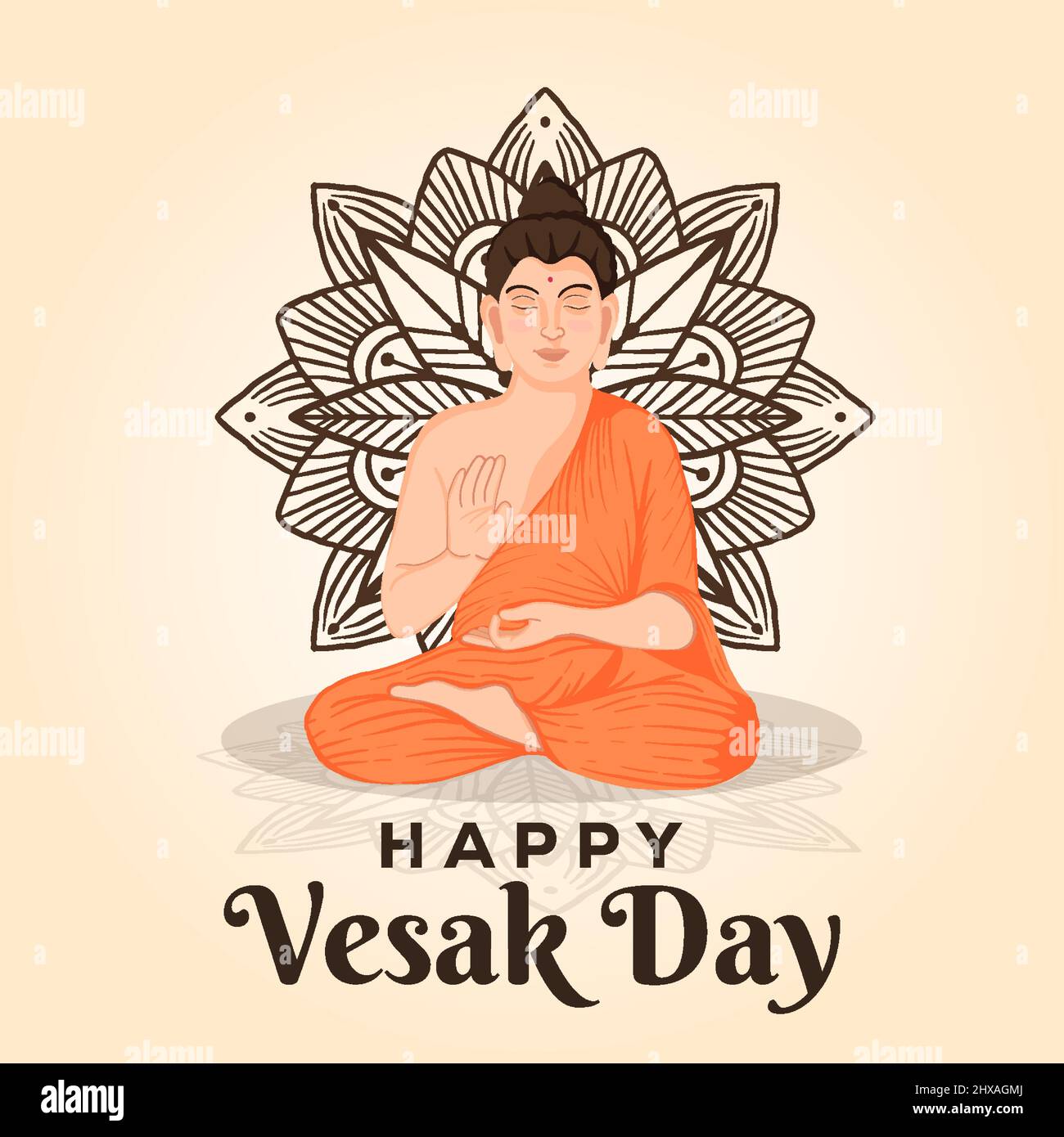 happy vesak day illustration design with meditating buddha Stock Vector