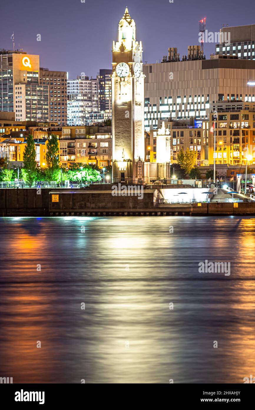 Montreal at night St Lawrence River Quebec Canada Stock Photo