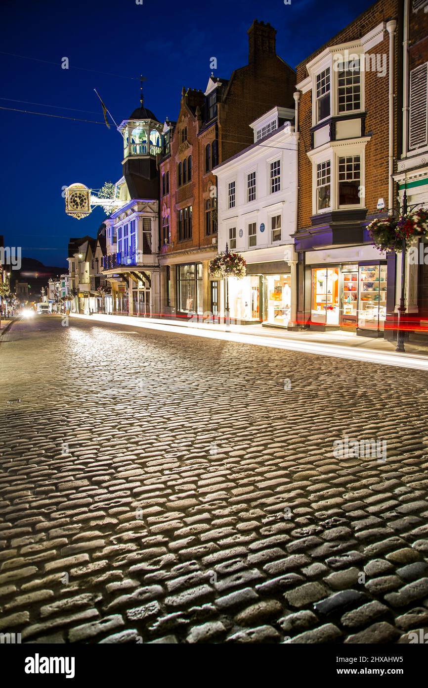 Guildford High Street at night Surrey England Stock Photo