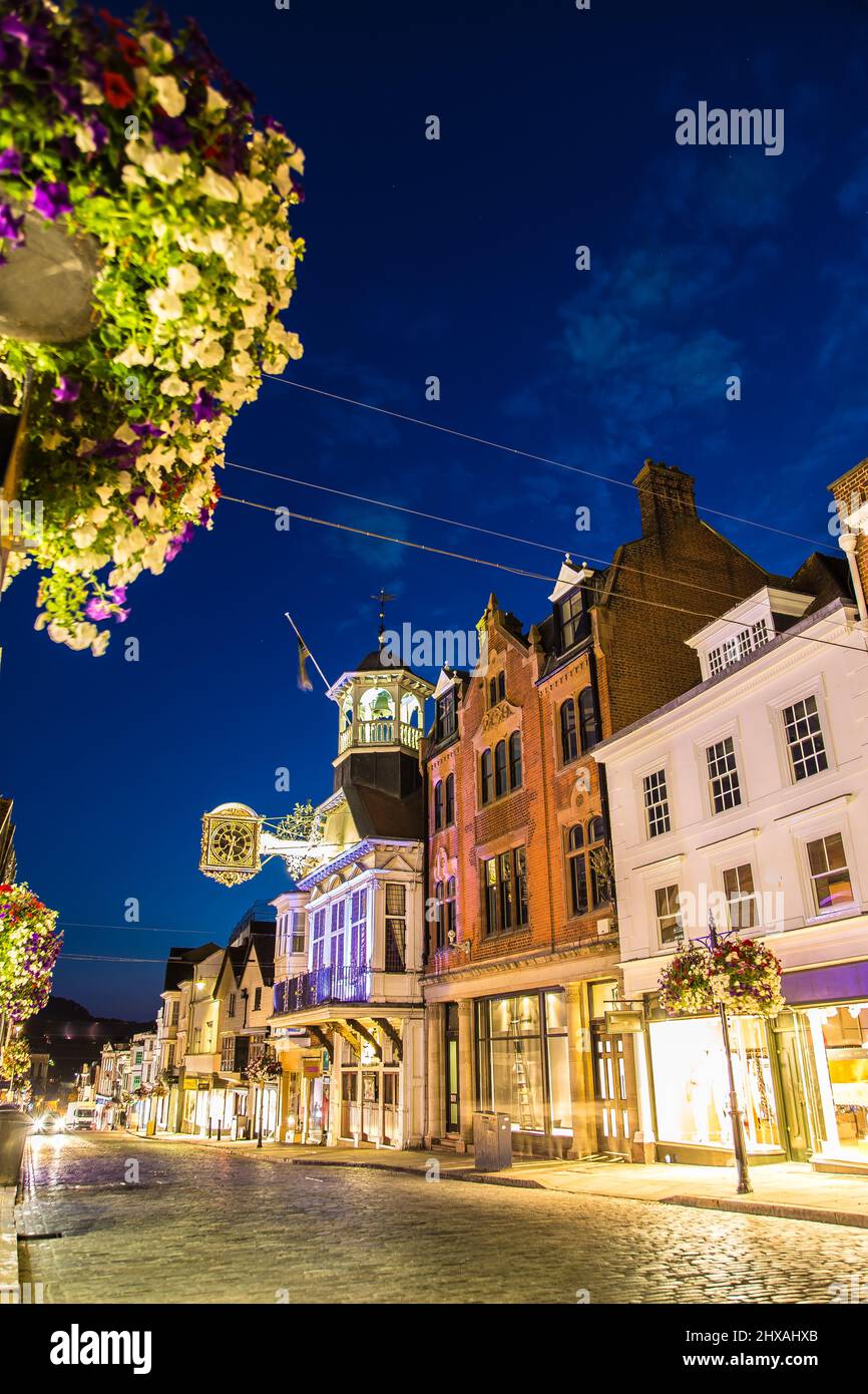 Guildford High Street at night Surrey England Stock Photo Alamy